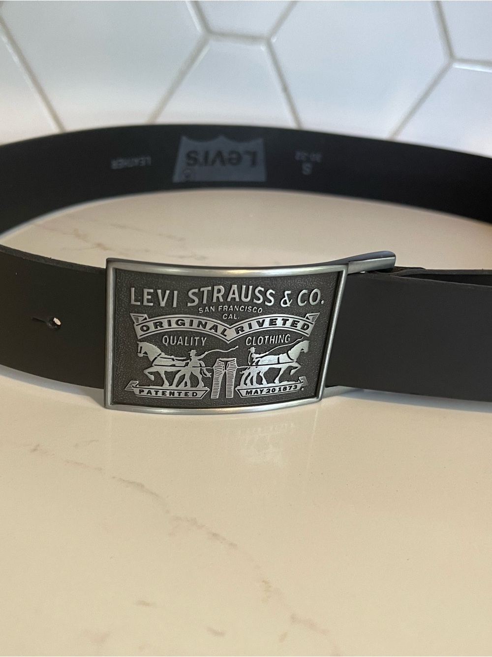 Levi's Black Leather Logo Belt